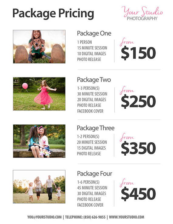 photography packages sample clear