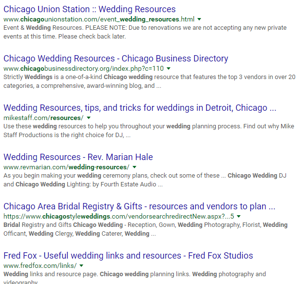photography seo weddings in chicago