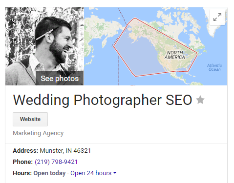 wedding photographer seo google business